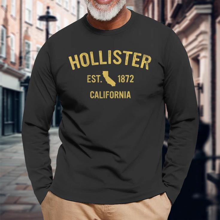 Hollister California Ca Vintage State Athletic Sports Long Sleeve T-Shirt T-Shirt Gifts for Old Men