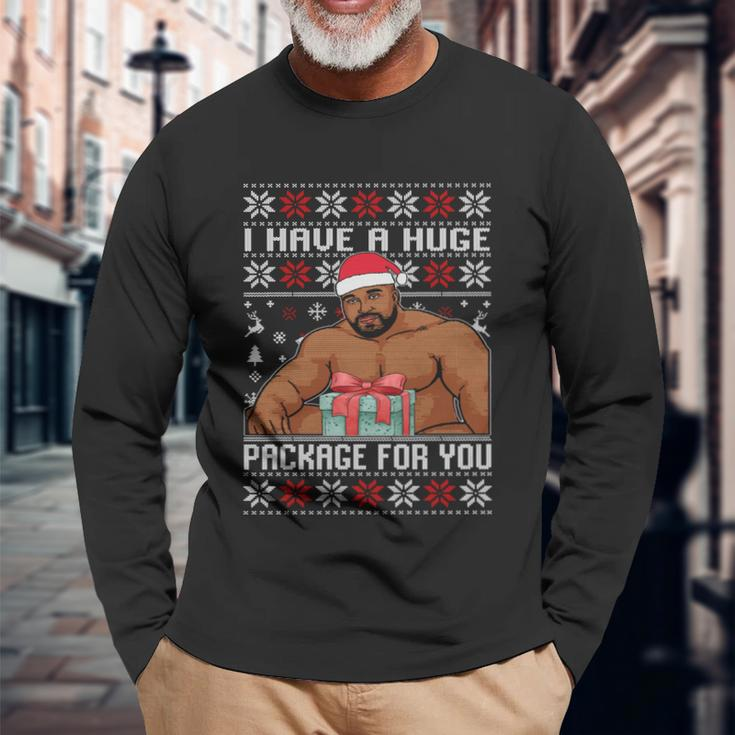 I Have A Huge Package For You Ugly Christmas Sweater Have A Barry Christmas Long Sleeve T-Shirt Gifts for Old Men