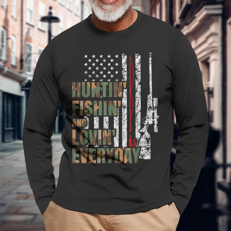 Hunting Fishing Loving Everyday American Deer Hunter Patriot Long Sleeve T-Shirt T-Shirt Gifts for Old Men