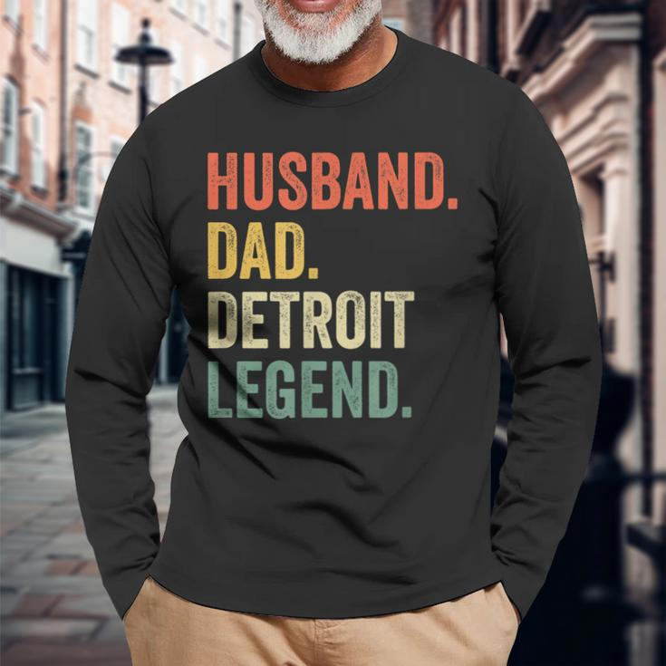 Husband Dad Detroit Legend Fathers Day Vintage Long Sleeve T-Shirt Gifts for Old Men