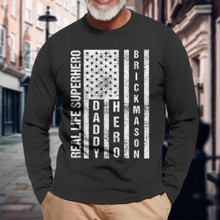Husband Daddy Hero Brickmason Father Day Long Sleeve T-Shirt Gifts for Old Men