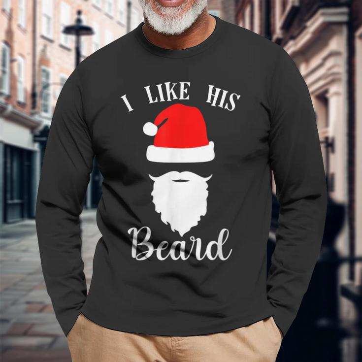 I Like His Beard I Like Her Butt Matching Couples Christmas Men Women Long Sleeve T-shirt Graphic Print Unisex Gifts for Old Men
