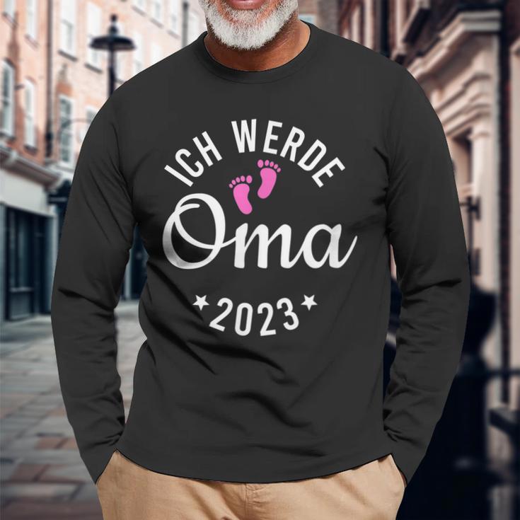 Ich Werde Oma 2023 Langarmshirts, Lustiges Oberteil mit Fußabdrücken Geschenke für alte Männer