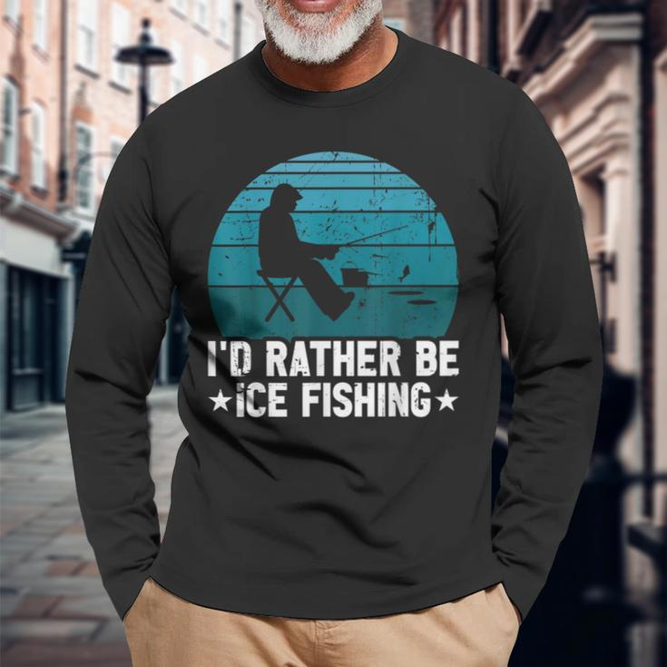 Id Rather Be Ice Fishing Lustige Winterangeln Herren Damen Langarmshirts Geschenke für alte Männer