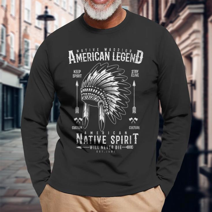 Indianer Krieger Amerikanische Legende Indianer Langarmshirts Geschenke für alte Männer