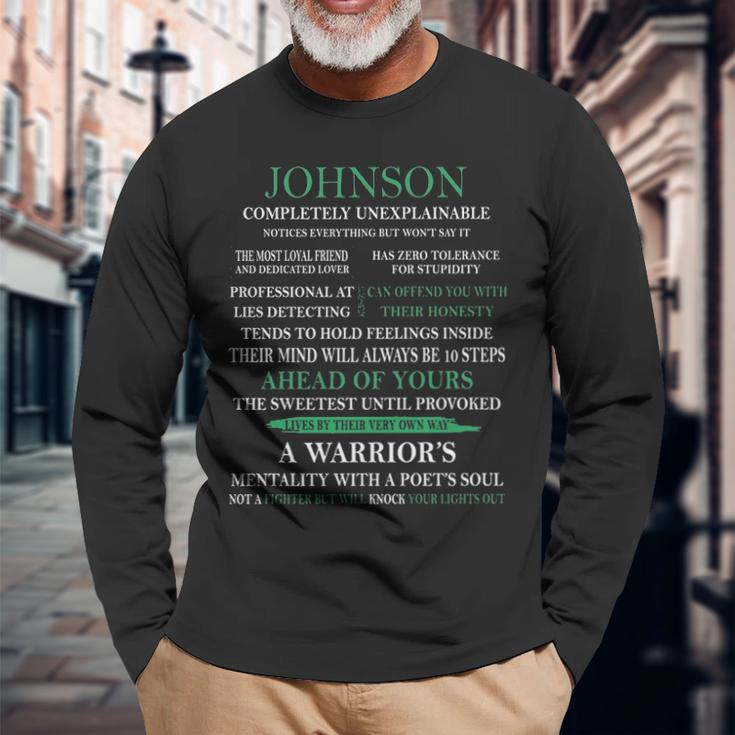 Johnson Name Johnson Completely Unexplainable Long Sleeve T-Shirt Gifts for Old Men