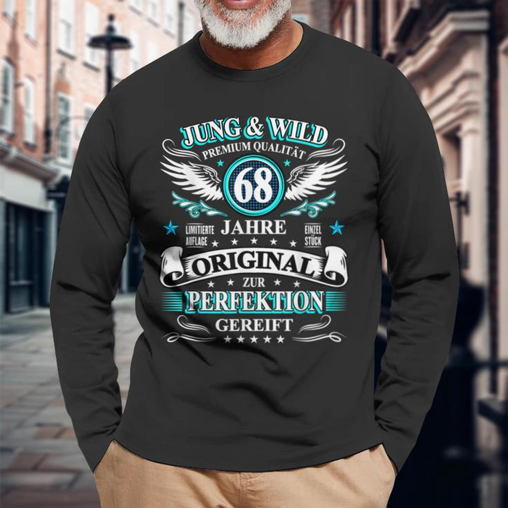 Jung Wild 68 Jahre Zur Perfektion Gereift 68 Geburtstag Langarmshirts Geschenke für alte Männer