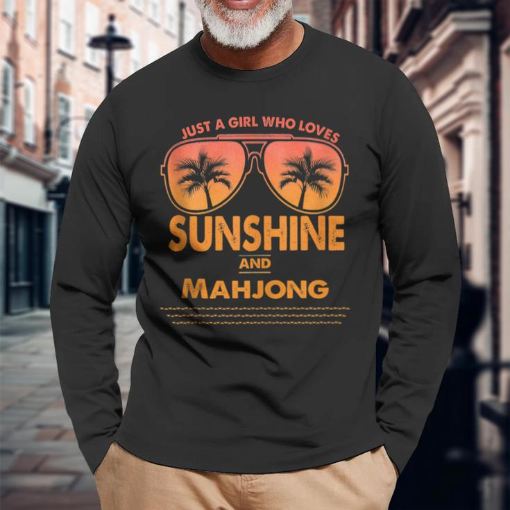 Just A Girl Who Loves Sunshine And Mahjong For Woman Long Sleeve T-Shirt T-Shirt Gifts for Old Men