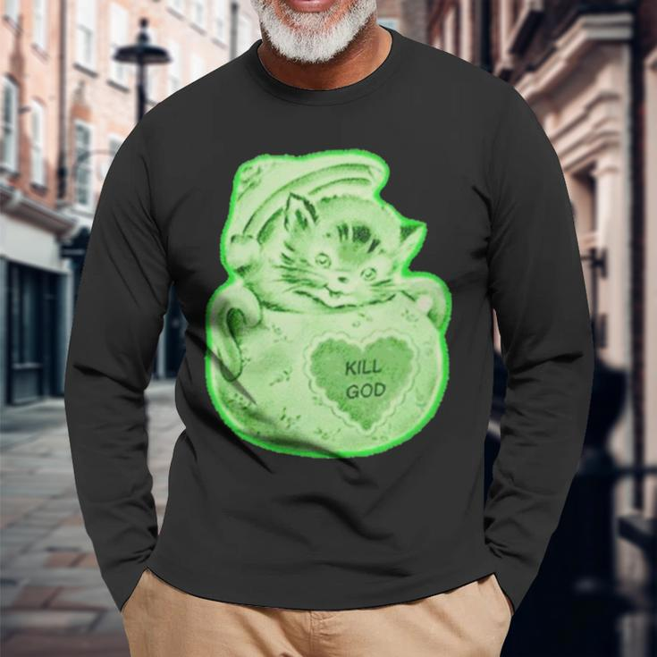 Kill God Cat Long Sleeve T-Shirt T-Shirt Gifts for Old Men