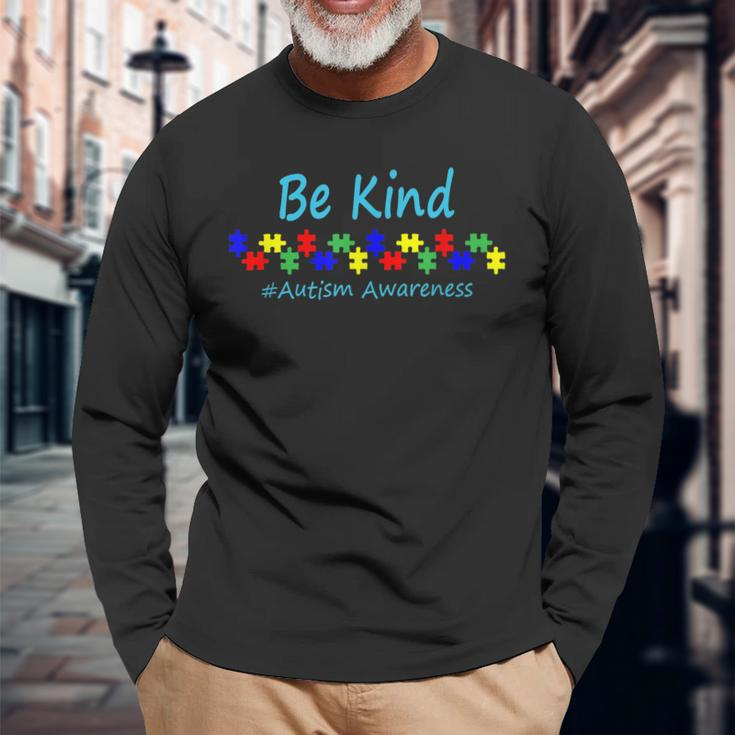 Be Kind Autism Awareness Puzzle Long Sleeve T-Shirt T-Shirt Gifts for Old Men