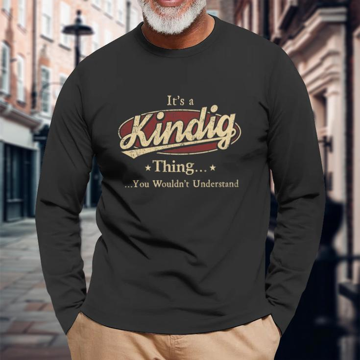 Kindig Last Name Kindig Name Crest V2 Long Sleeve T-Shirt Gifts for Old Men