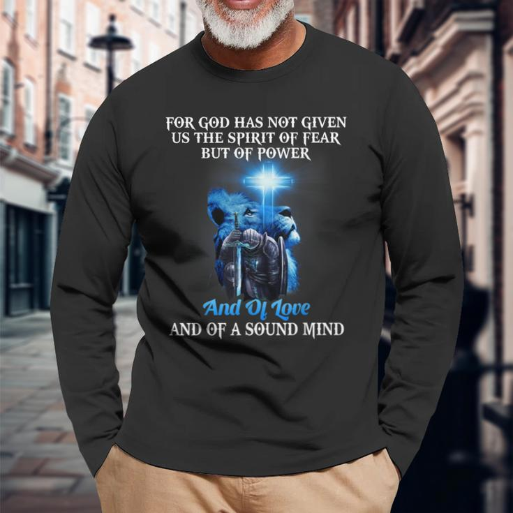 Knight Templar Lion Cross Christian Quote Religious Saying V2 Long Sleeve T-Shirt Gifts for Old Men