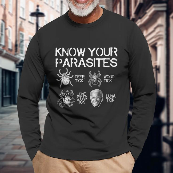 Know Your Parasites Tick Biden On Back Tshirt Long Sleeve T-Shirt Gifts for Old Men