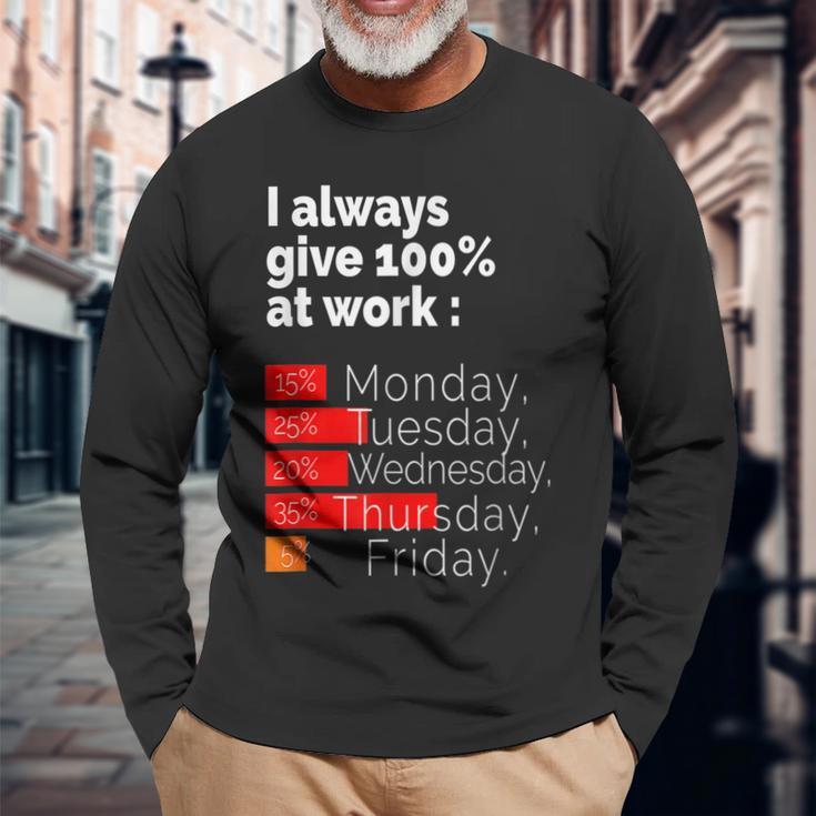 Labor Day For Men Women I Always Give 100 At Work Men Women Long Sleeve T-shirt Graphic Print Unisex Gifts for Old Men