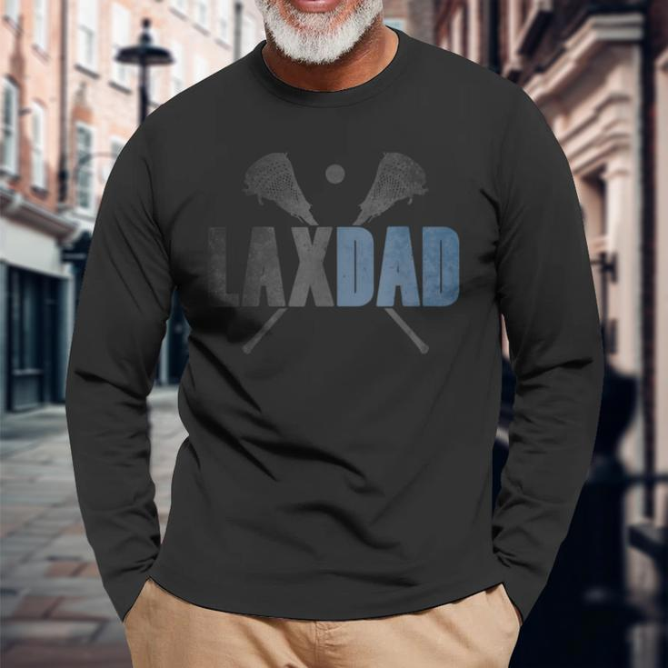 Lax Dad Lacrosse Player Father Coach Sticks Vintage Graphic Long Sleeve T-Shirt Gifts for Old Men