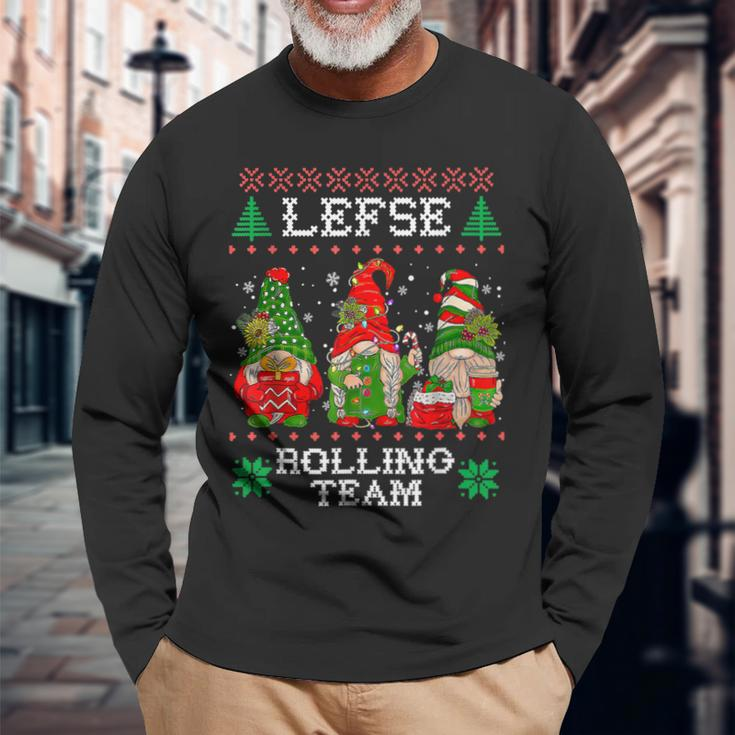 Lefse Rolling Team Gnome Baking Tomte Matching Christmas Men Women Long Sleeve T-shirt Graphic Print Unisex Gifts for Old Men