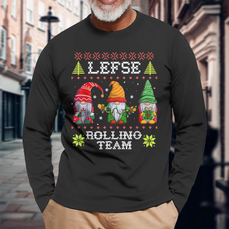 Lefse Rolling Team Gnome Baking Tomte Matching Christmas V2 Men Women Long Sleeve T-shirt Graphic Print Unisex Gifts for Old Men