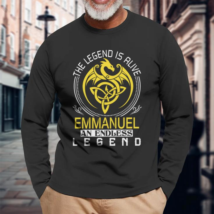 The Legend Is Alive Emmanuel Name Long Sleeve T-Shirt Gifts for Old Men