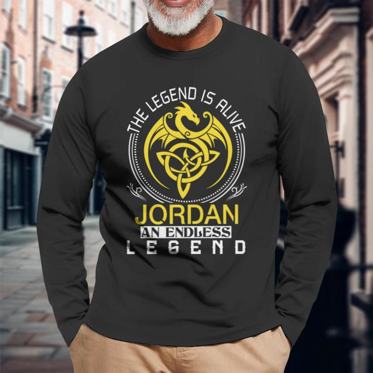 The Legend Is Alive Jordan Name Long Sleeve T-Shirt Gifts for Old Men