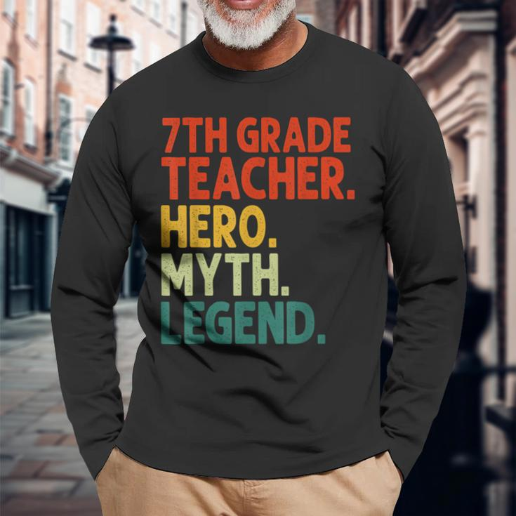 Lehrer Der 7 Klasse Held Mythos Legende Vintage-Lehrertag Langarmshirts Geschenke für alte Männer