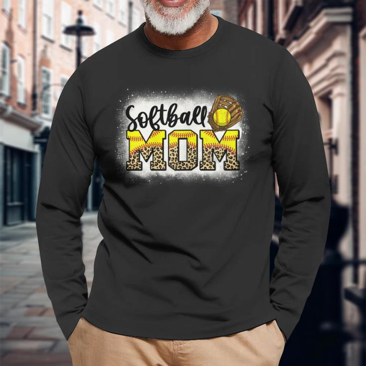 Leopard Softball Mom Softball Game Day Vibes Long Sleeve T-Shirt T-Shirt Gifts for Old Men
