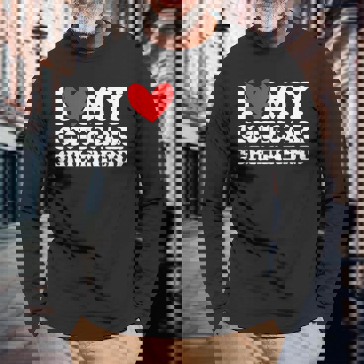 I Love My Cougar Girlfriend I Heart My Cougar Girlfriend Long Sleeve T-Shirt Gifts for Old Men