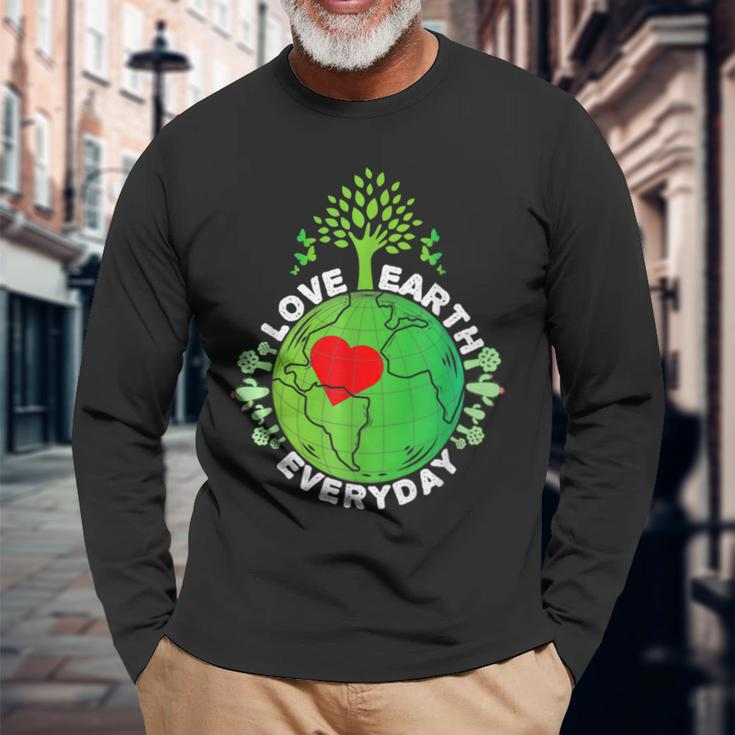 Love Earth Everyday Protect Our Planet Environment Earth Long Sleeve T-Shirt Gifts for Old Men