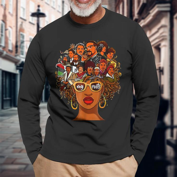 I Love My Roots Back Powerful History Month Pride Dna V2 Long Sleeve T-Shirt Gifts for Old Men