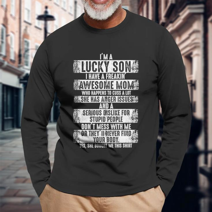 Im A Lucky Son Because I Have A Freaking Awesome Mom Shirt Tshirt Long Sleeve T-Shirt Gifts for Old Men