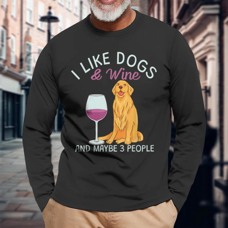 Lustig Ich Mag Hund Und Wein Langarmshirts Geschenke für alte Männer