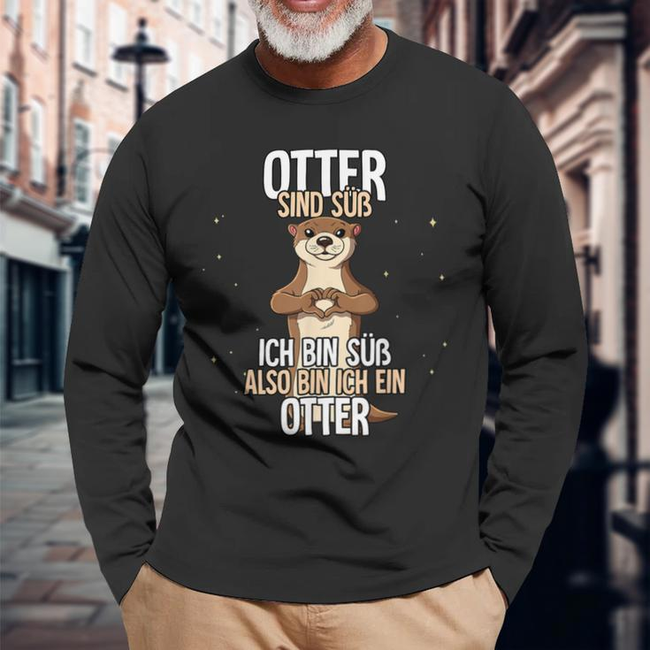 Lustiges Otter Langarmshirts: Ich Bin Süß, Also Bin Ich Ein Otter - Schwarz Geschenke für alte Männer