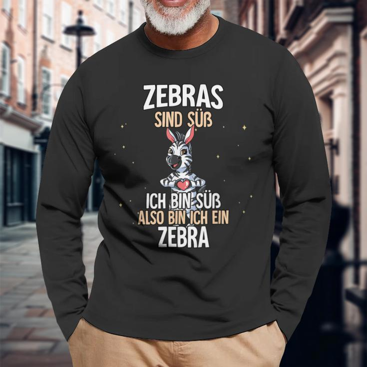 Lustiges Zebra Slogan Langarmshirts Zebras Sind Süß in Schwarz Geschenke für alte Männer