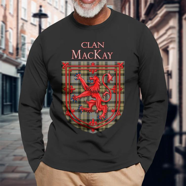 Mackay Weathered Tartan Scottish Plaid Men Women Long Sleeve T-shirt Graphic Print Unisex Gifts for Old Men