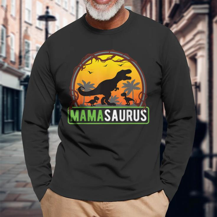 Mamasaurus T-Rex Mama 2 Kinder Dino Mutter Muttertag Langarmshirts Geschenke für alte Männer