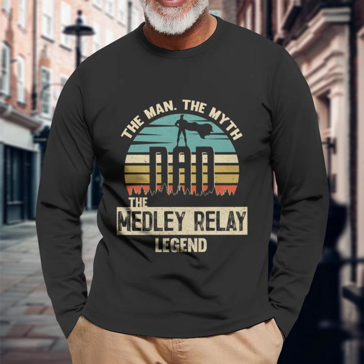 Man Myth Legend Dad Medley Relay Amazing Swimmer Long Sleeve T-Shirt Gifts for Old Men