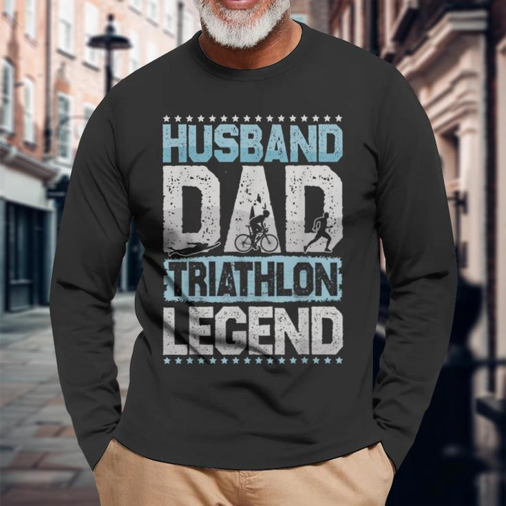 Marathon Husband Dad Triathlon Legend Triathlon Long Sleeve T-Shirt T-Shirt Gifts for Old Men