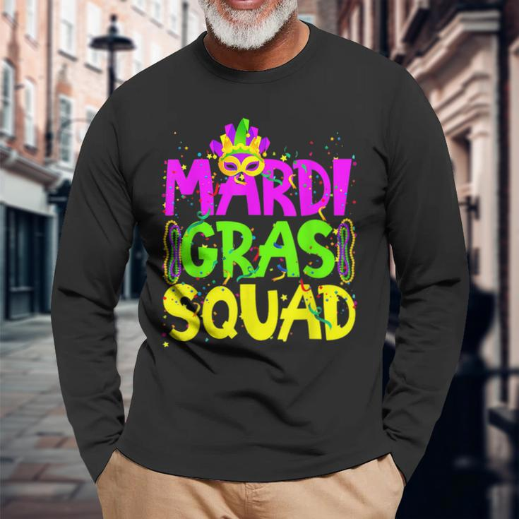 Mardi Gras Squad Party Costume Outfit Mardi Gras Long Sleeve T-Shirt Gifts for Old Men