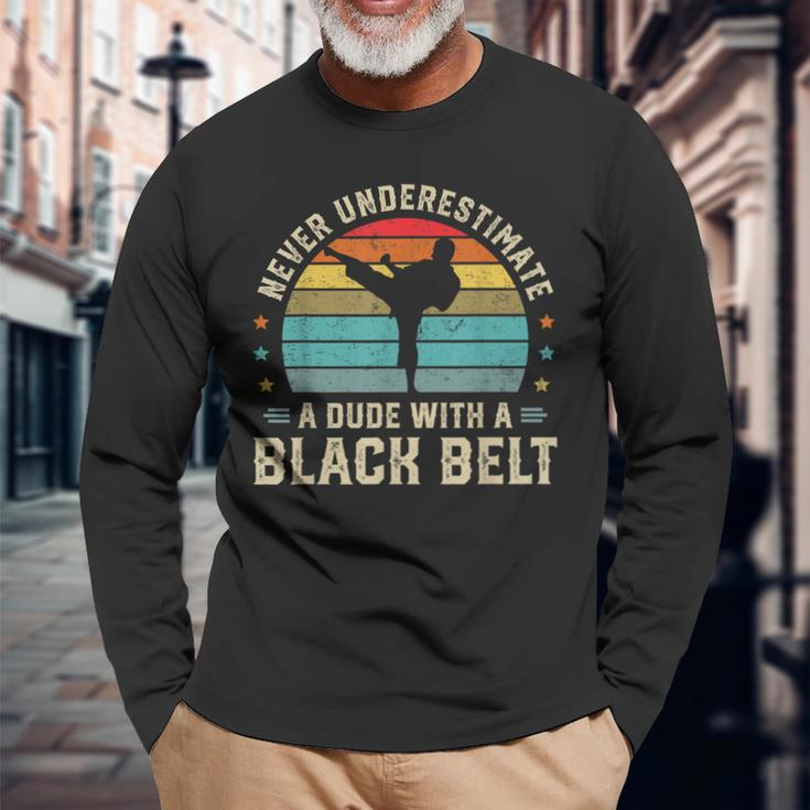 Martial Arts Black Belt Karate Jiu Jitsu Taekwondo Long Sleeve T-Shirt T-Shirt Gifts for Old Men