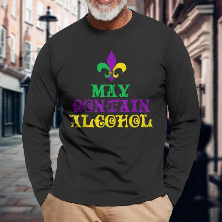May Contain Alcohol Mardi Gras V2 Long Sleeve T-Shirt Gifts for Old Men