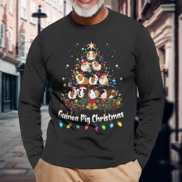 Meerschweinchen Weihnachtsbaum Langarmshirts, Weihnachtspyjama für Tierfreunde Geschenke für alte Männer