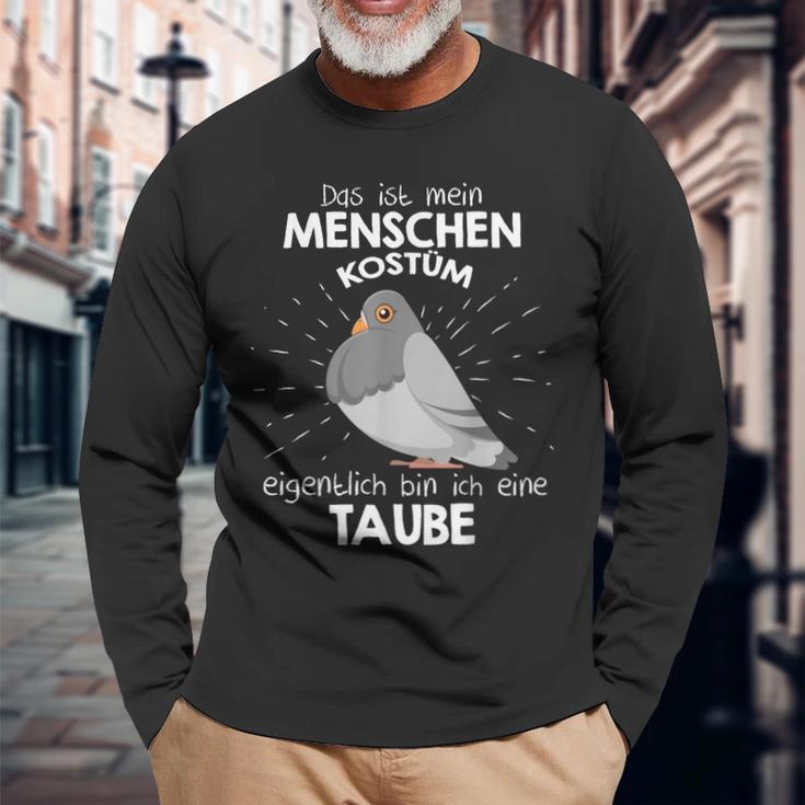 Mein Menschen Kostüm Bin Ich Eine Taube Halloween Outfit Langarmshirts Geschenke für alte Männer