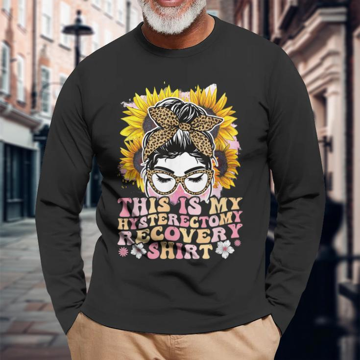 Messy Bun Uterus Support Hysterectomy Recovery Products Long Sleeve T-Shirt T-Shirt Gifts for Old Men