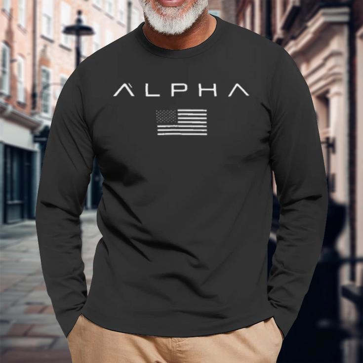 Military Veterans Alpha Male Power Military Long Sleeve T-Shirt Gifts for Old Men