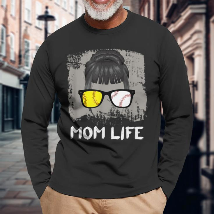 Mom Life Sport Mother Sunglasses Softball BaseballLong Sleeve T-Shirt Gifts for Old Men