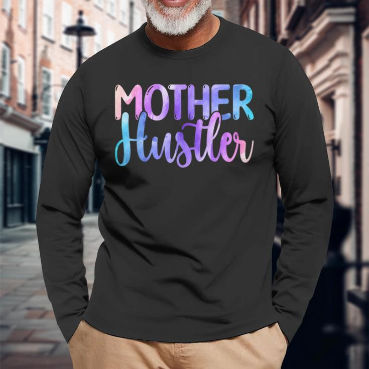 Mother Hustler Entrepreneur Mom Watercolor Long Sleeve T-Shirt T-Shirt Gifts for Old Men