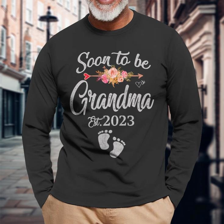 Mother Soon To Be Grandma 2023 With Flower Mom Long Sleeve T-Shirt Gifts for Old Men