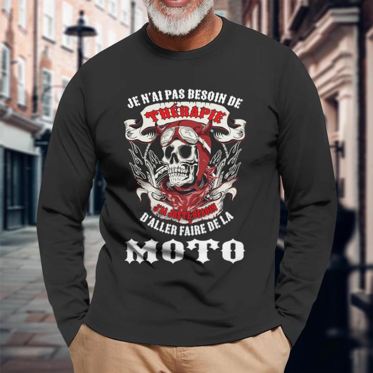 Motorrad-Enthusiasten Langarmshirts Totenkopf & Ich brauche keine Therapie Geschenke für alte Männer