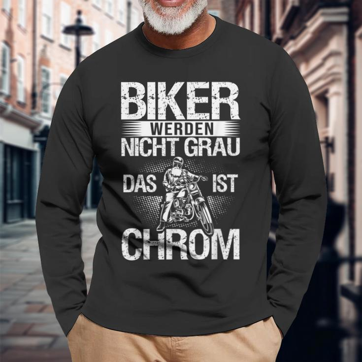 Motorradfahrer Biker Werden Nicht Grau Das Ist Chrom V3 Langarmshirts Geschenke für alte Männer