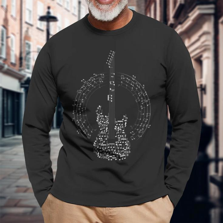 Musiknoten Gitarrenspieler Song Lover Neuheit Langarmshirts Geschenke für alte Männer