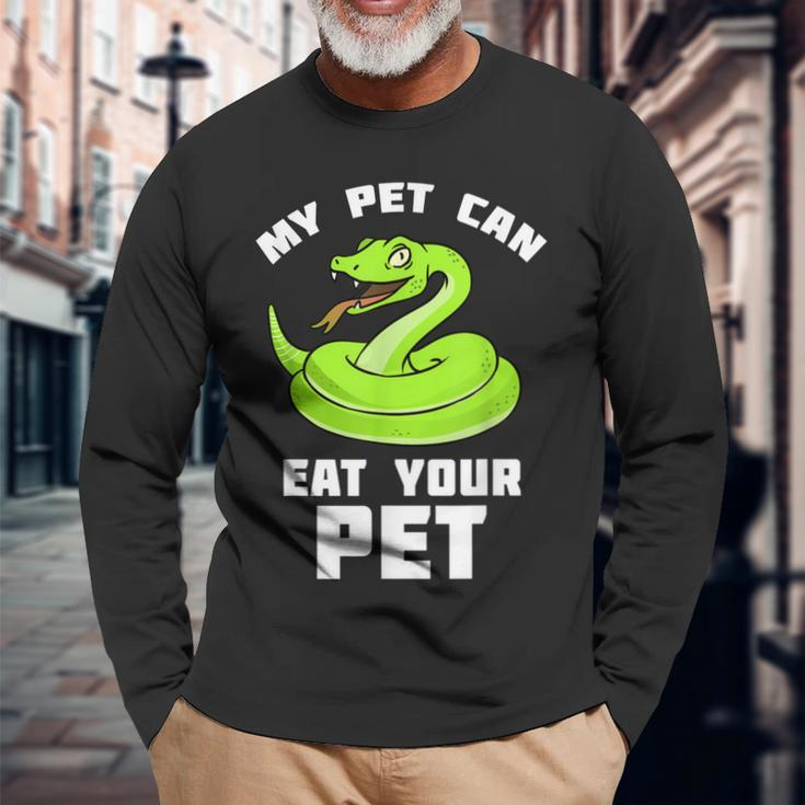 My Pet Can Eat Your Pet Snake Lover Gift Men Women Long Sleeve T-shirt Graphic Print Unisex Gifts for Old Men